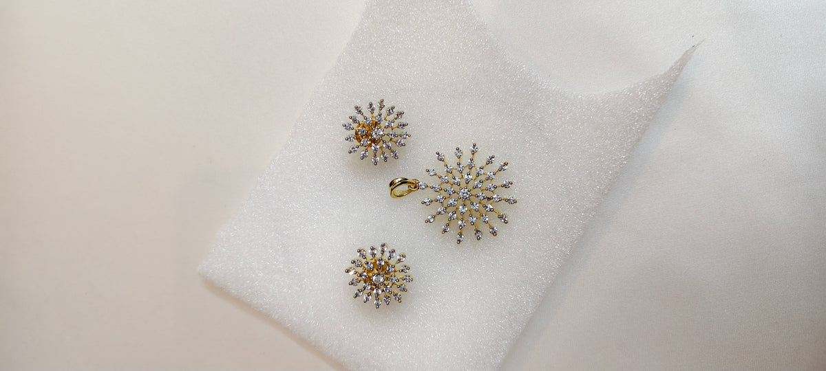 Asteria Bloom Pendant & Earring Set – real photo 1