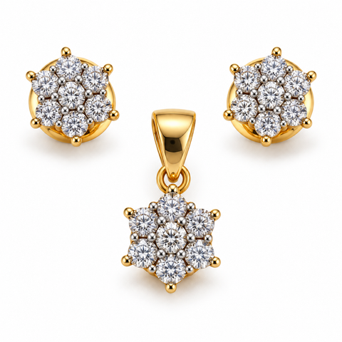 Elara Blossom Pendant & Earring Set