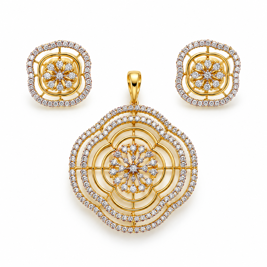 Fiora Lace Pendant & Earring Set