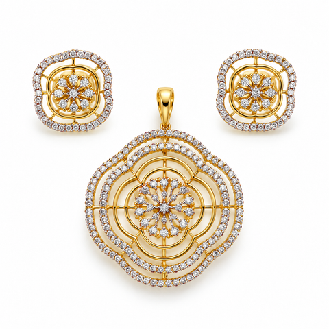 Fiora Lace Pendant & Earring Set