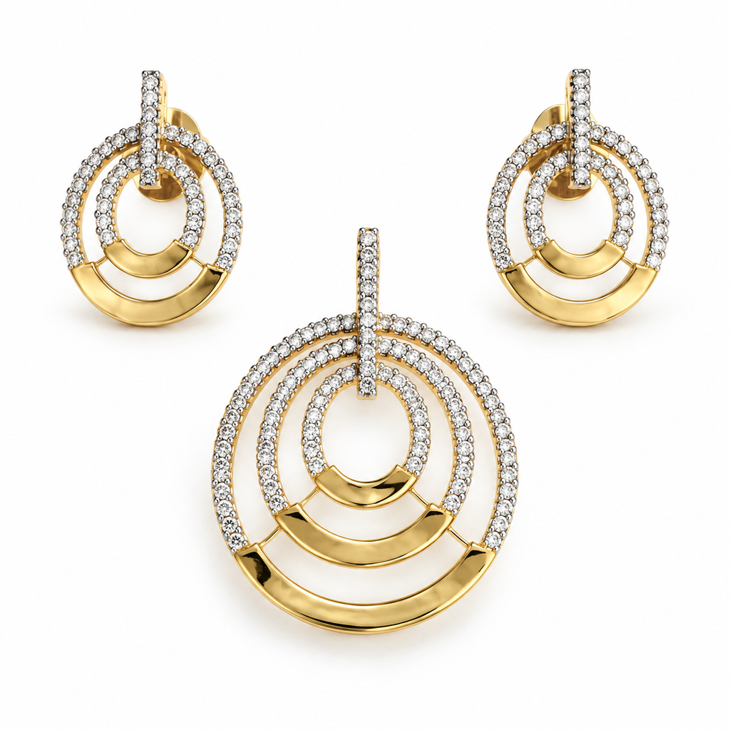 Lyra Halo Pendant & Earring Set