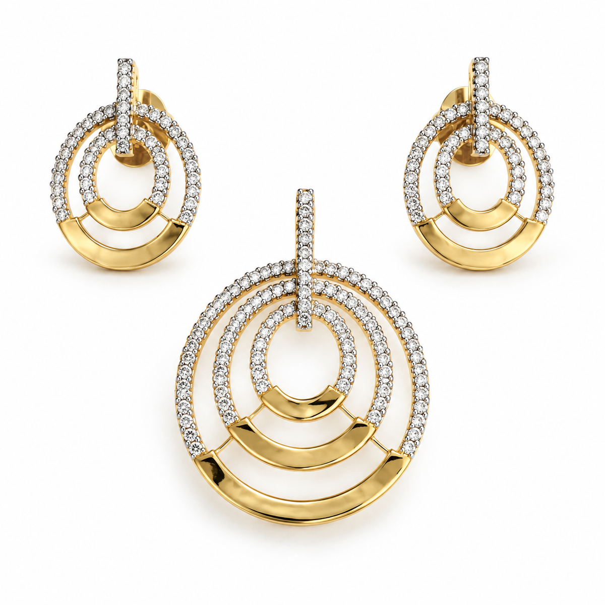 Lyra Halo Pendant & Earring Set