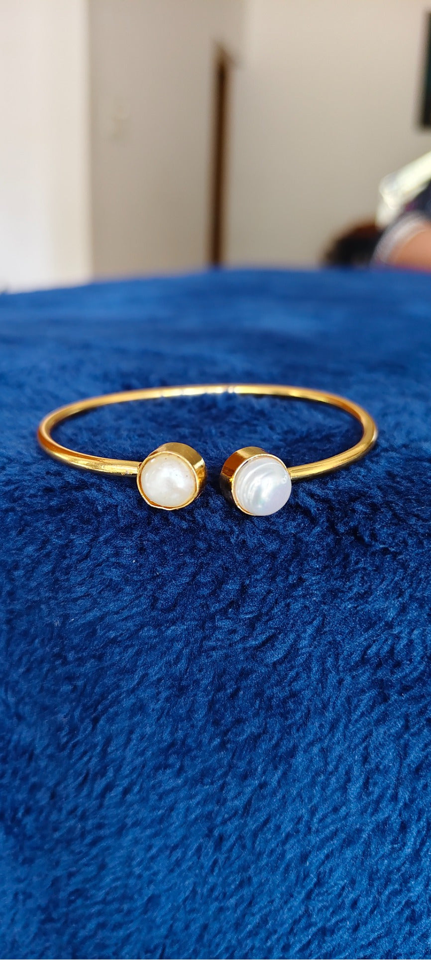 Selene Pearl Duo Cuff Bracelet – real photo 1