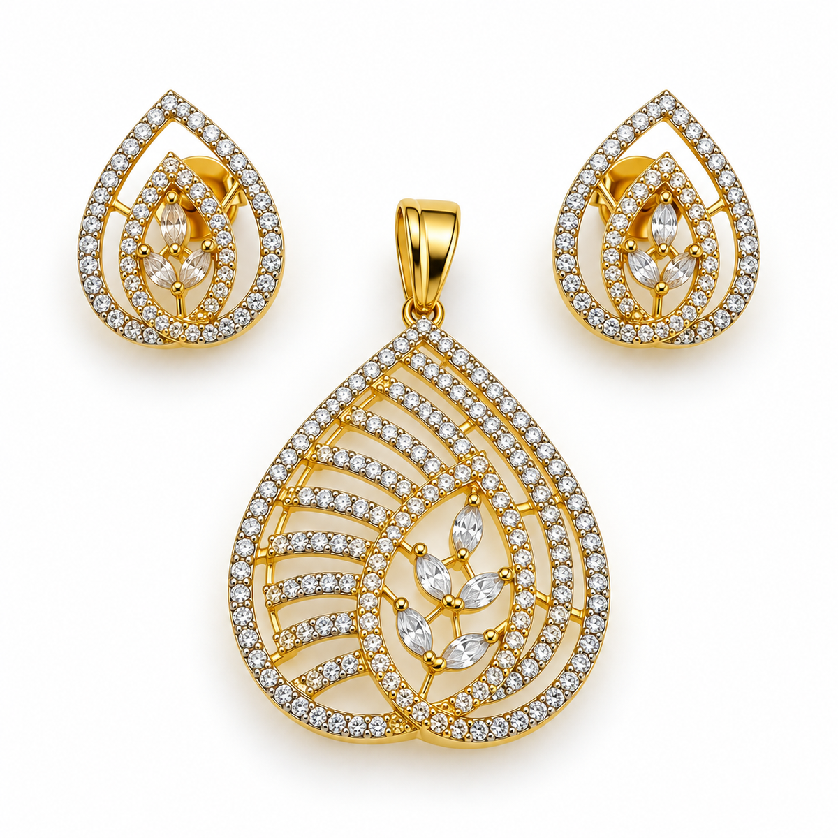 Sylvie Leaf Pendant & Earring Set