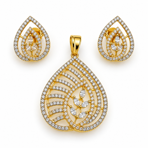 Sylvie Leaf Pendant & Earring Set
