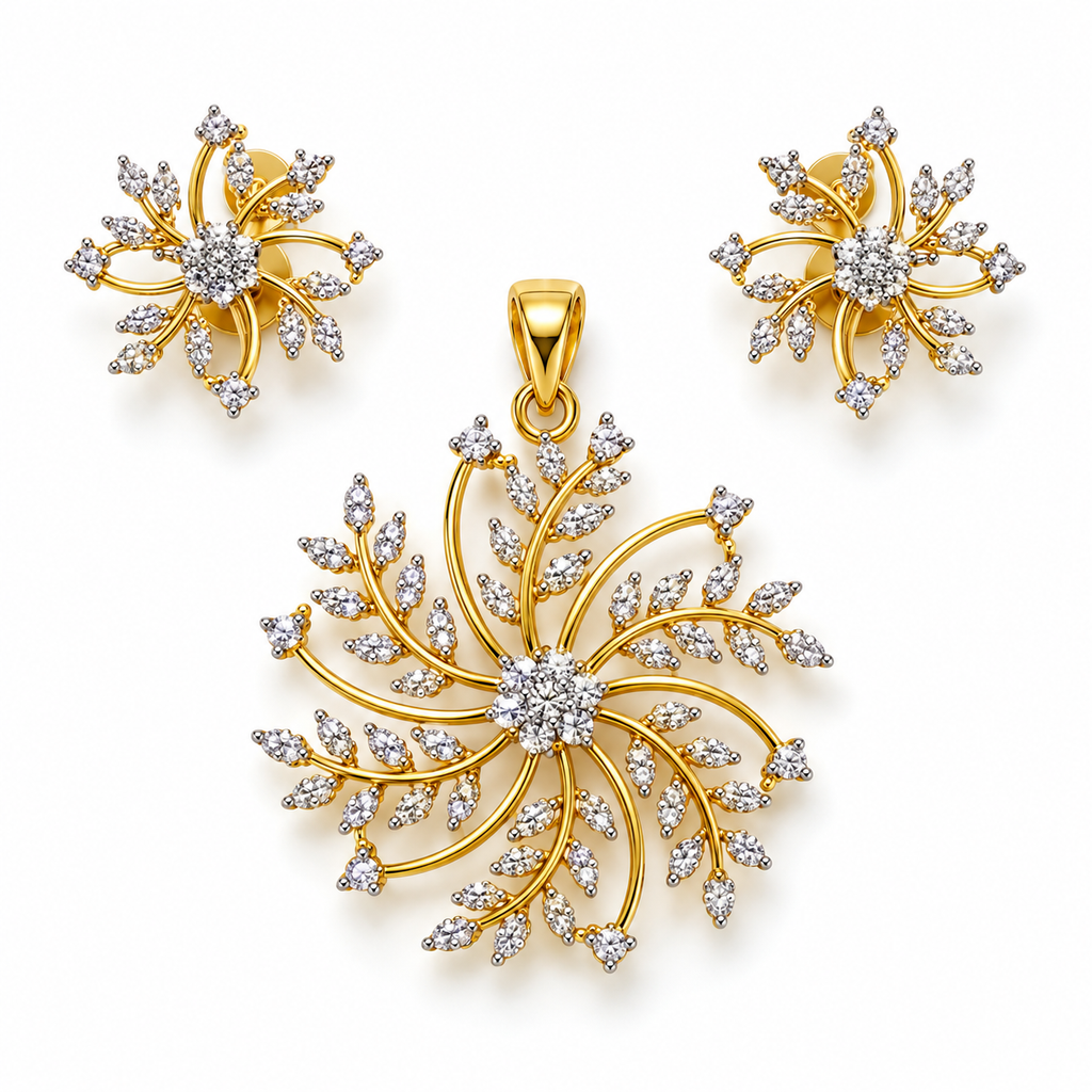 Aveline Swirl Pendant & Earring Set