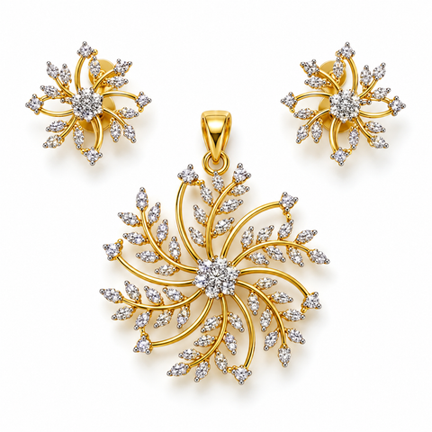 Aveline Swirl Pendant & Earring Set