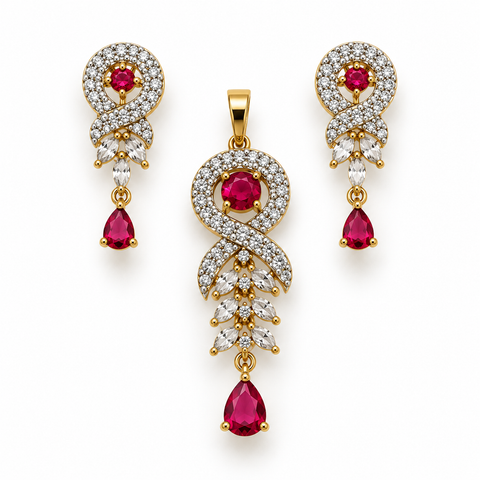 Roselle Ribbon Drop Pendant & Earring Set