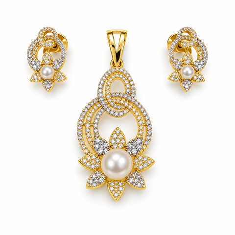 Odette Pearl Bloom Pendant & Earring Set