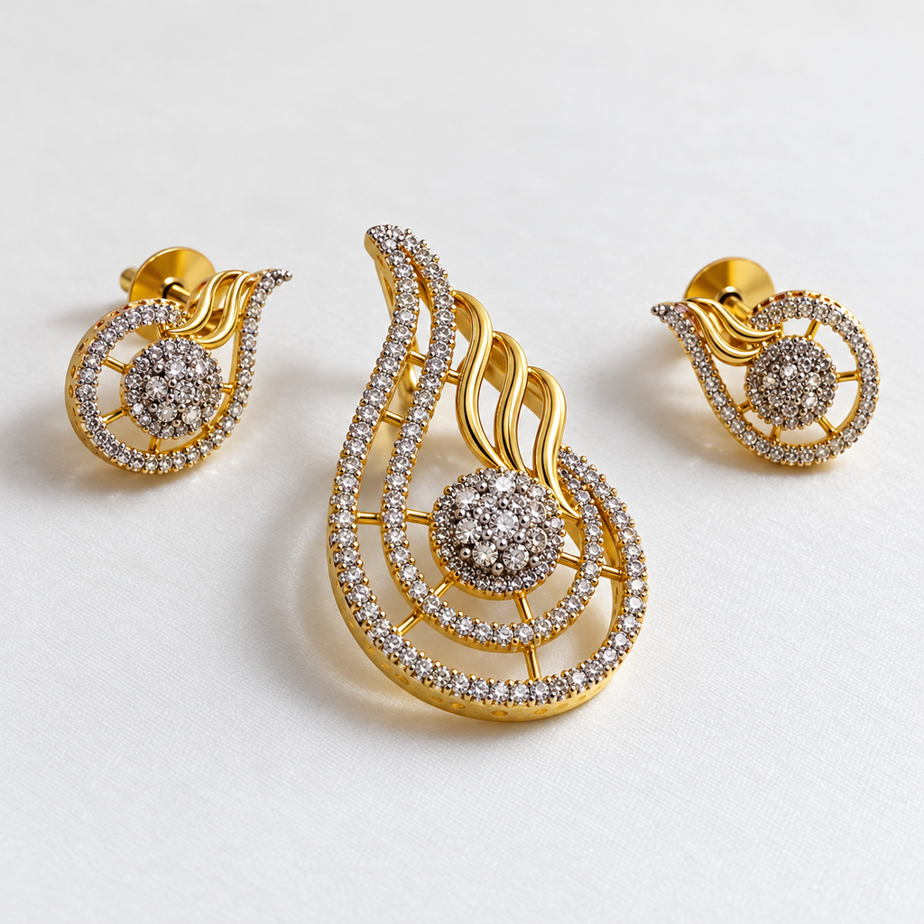 Calista Flame Pendant & Earring Set