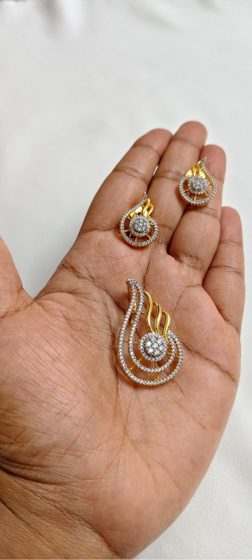 Calista Flame Pendant & Earring Set – real photo 5