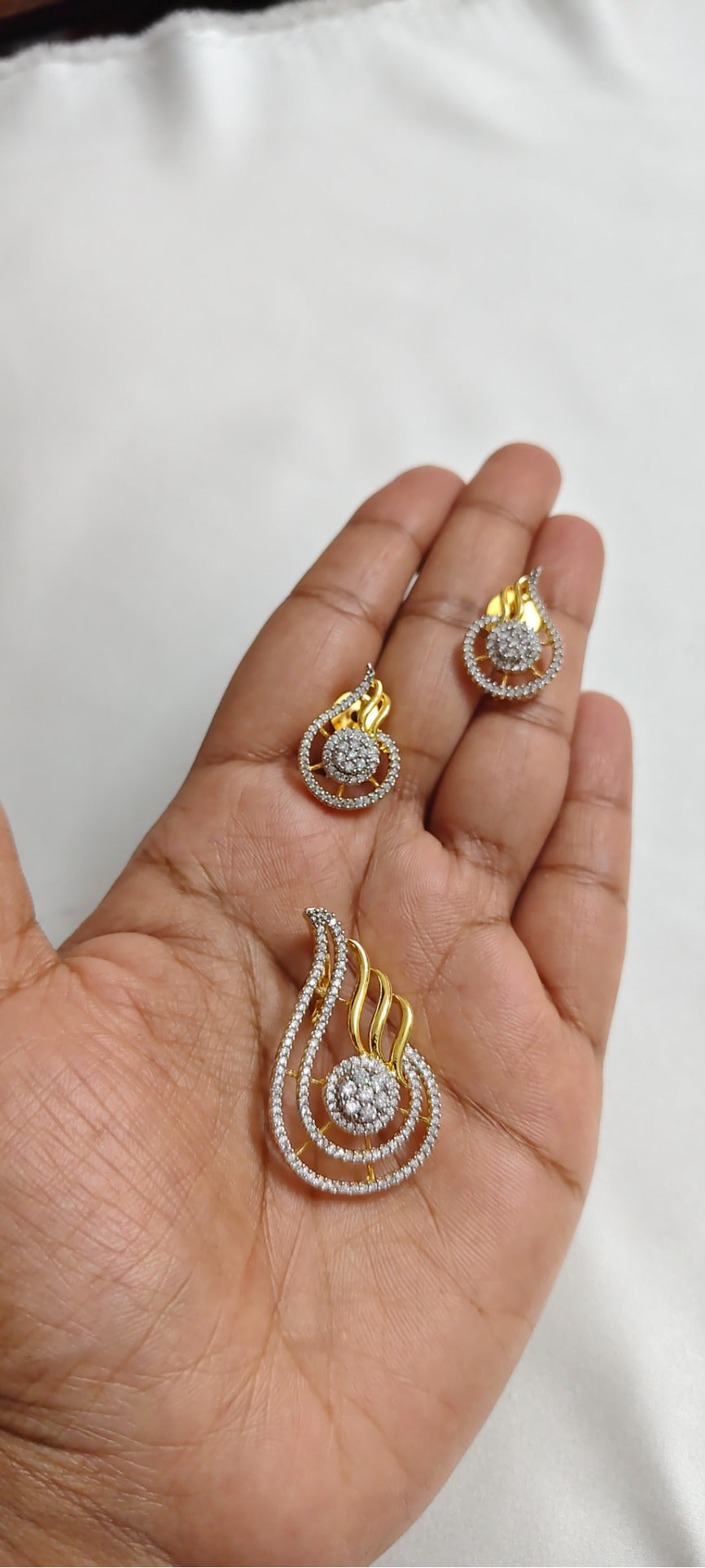 Calista Flame Pendant & Earring Set – real photo 6
